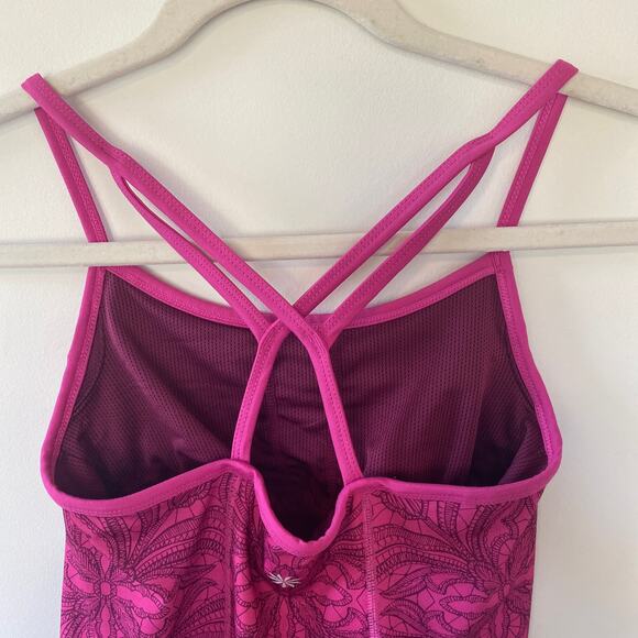 Athleta Harmonious Floral Workout Tank Top Pink Ombre W/ Shelf Bra Size XXS - Picture 6 of 7